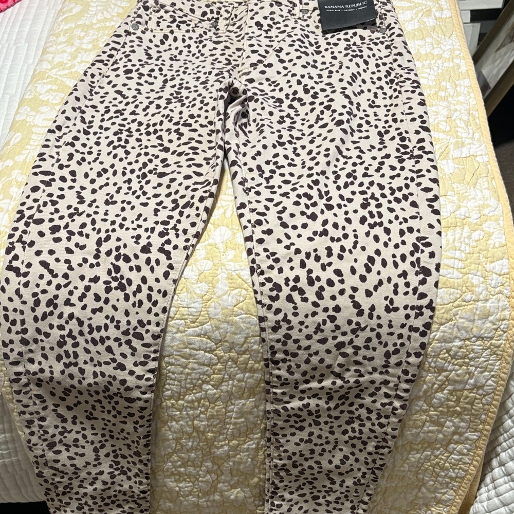 Banana Republic High-Rise Skinny Ankle Pants - Beige and Black